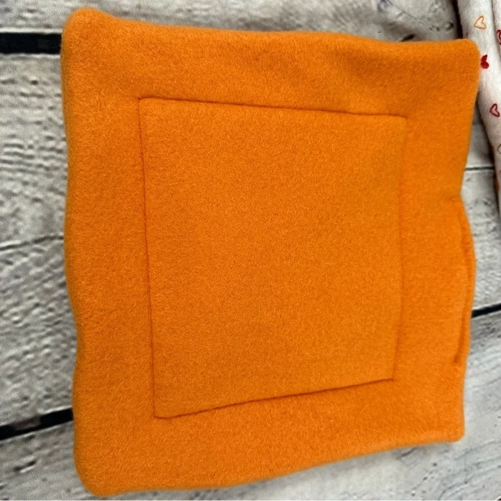 Guinea Pig Handmade Hut Bed Soft Flannel Fleece Hearts Bearded Dragon Rust Cream